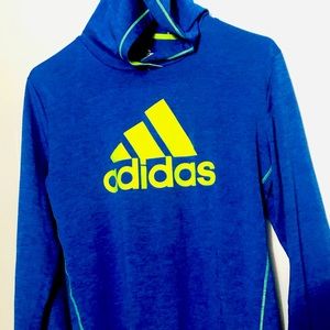 Adiddas sport hoodie sweater size large . Blue and neon color